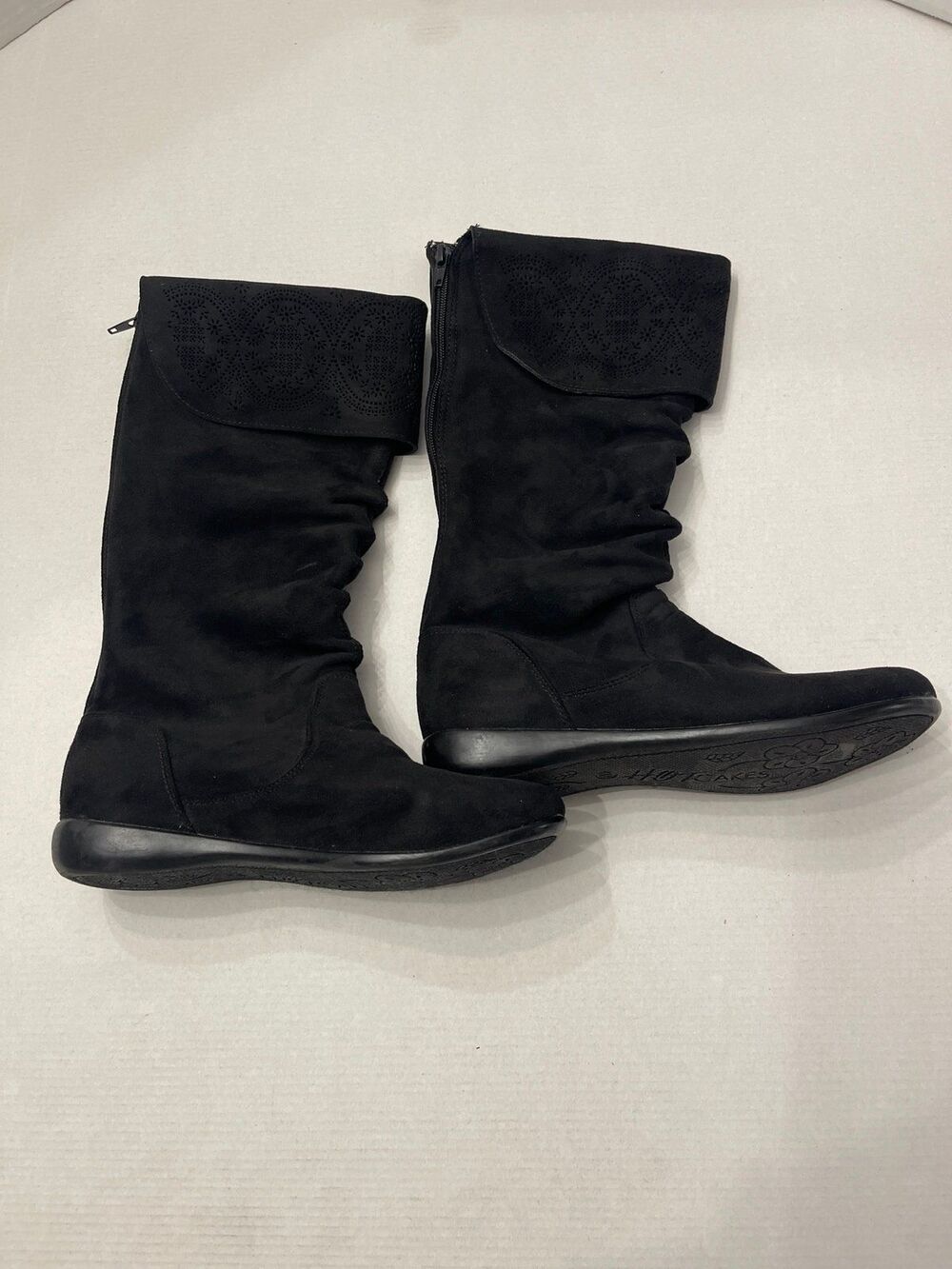 Hotcakes "Chop Out" Black Faux Suede Slouch Boots Size 4M